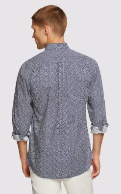 Oxford Men's Uxbridge Regular Fit Print Shirt - Navy -Fashion Menswear Shop 2da18f94f801d7075f4c8add225e734b