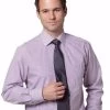 New Mens Balance Stripe Long Sleeve Shirt Cotton Business Work Office Shirts Top Violet.White