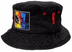Guns N Roses Bucket Hat Cap Washed Black Woven Patch