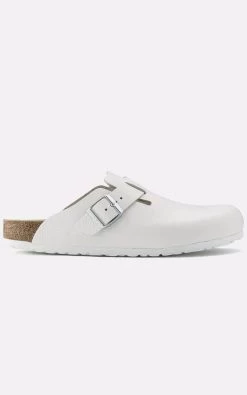 Birkenstock Boston Leather White Clogs