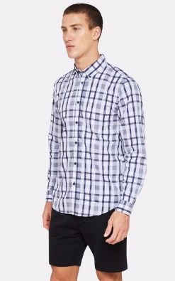 Oxford Men's Uxbridge Checked Shirt - Navy/White -Fashion Menswear Shop 304c7989d0ce27a66479e1a480618b67