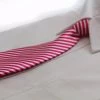 Kids Boys Pink & White Patterned Elastic Neck Tie - Pink Diagonal Stripe
