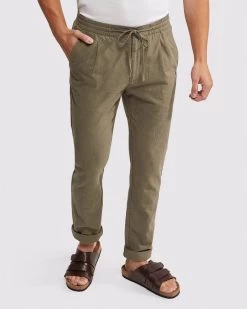 Oxford Men's Fraser Linen Cotton Pullon Pants - Olive -Fashion Menswear Shop 30a729786395d80daa6d4fe51e6ce660