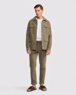 Oxford Men's Fraser Linen Cotton Pullon Pants - Olive -Fashion Menswear Shop 3112fd7060da4646c905c7c3c381ce28