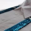Adjustable 100Cm Light Blue Mens & Womens Sequin Suspenders
