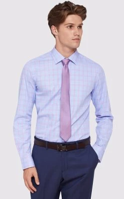 Oxford Men's Beckton Checked Shirt - Purple/Sky