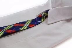 Kids Boys Multicoloured Patterned Elastic Neck Tie - Criss Cross Navy