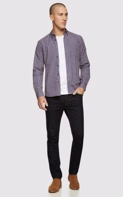 Oxford Men's Uxbridge Checked Shirt - Navy/Tan 10 Oxford Men's Uxbridge Checked Shirt - Navy/Tan -Fashion Menswear Shop 343a110c06bf5731b45bece151d99540