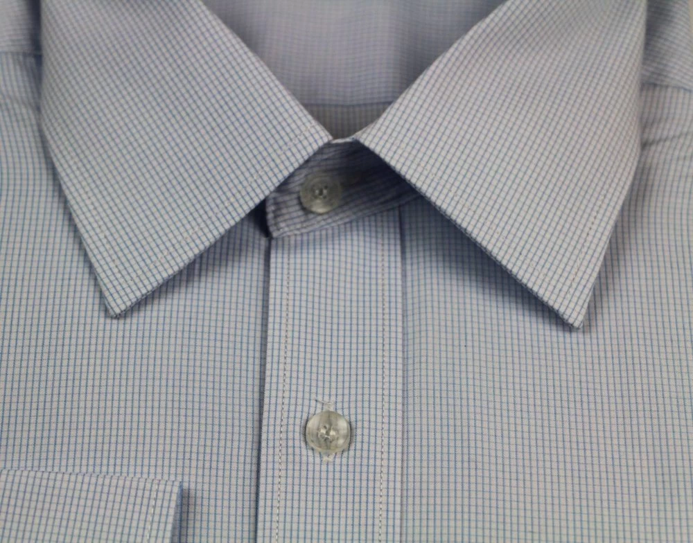 Mens Business Shirt Long Sleeve Stripe Checkered Office Wear Blue Check 2 Mens Business Shirt Long Sleeve Stripe Checkered Office Wear Blue Check - Image 2