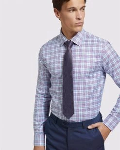Oxford Men's Beckton Luxury Checked Shirt - Purple -Fashion Menswear Shop 346ed8e23876941b5e6612a84efa5979
