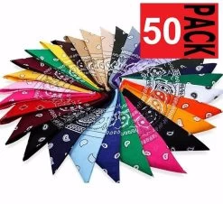 50 X Paisley Bandana Cotton Head Wrap Neck Scarf Assorted Colours