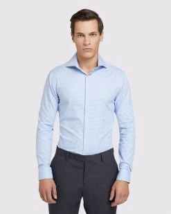 Oxford Men's Trafalgar Dobby Shirt - Light Blue