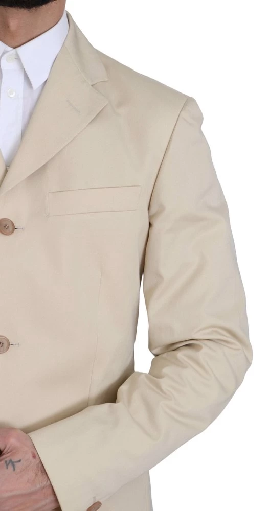 Romeo Gigli Two Piece 3 Button Beige Cotton Solid Suit 4 Romeo Gigli Two Piece 3 Button Beige Cotton Solid Suit - Image 4