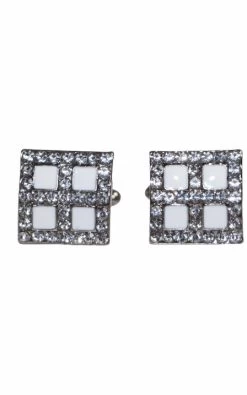 Mens Silver Window With White Cufflinks