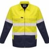 Syzmik Mens Hi Vis Cotton Drill Jacket - Yellow/Navy