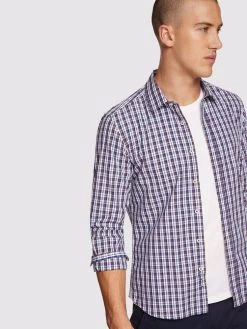 Oxford Men's Kenton Checked Shirt - Brown/Navy -Fashion Menswear Shop 3797b62c06c5468bd6d96ff4508e0f80