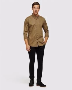 Oxford Men's Portland Regular Fit Casual Shirt - Taupe -Fashion Menswear Shop 38f594829567055af1bda67c22bad5c0