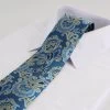 Mens Light Blue & Light Yellow Unique Paisley Patterned 8Cm Neck Tie