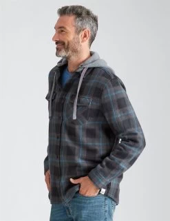 Rivers Hooded Polarfleece Shirt Charcoal/Black L -Fashion Menswear Shop 3a4d18081cd61e59289482c67d810259