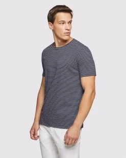 Oxford Men's Cooper Striped T-Shirt - Navy/White -Fashion Menswear Shop 3b2416dceb8b6921af8bd54a174df833
