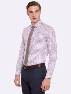 Oxford Men's Beckton Checked Shirt - Wine -Fashion Menswear Shop 3cd929c6adbb772902a1e644c66a6231