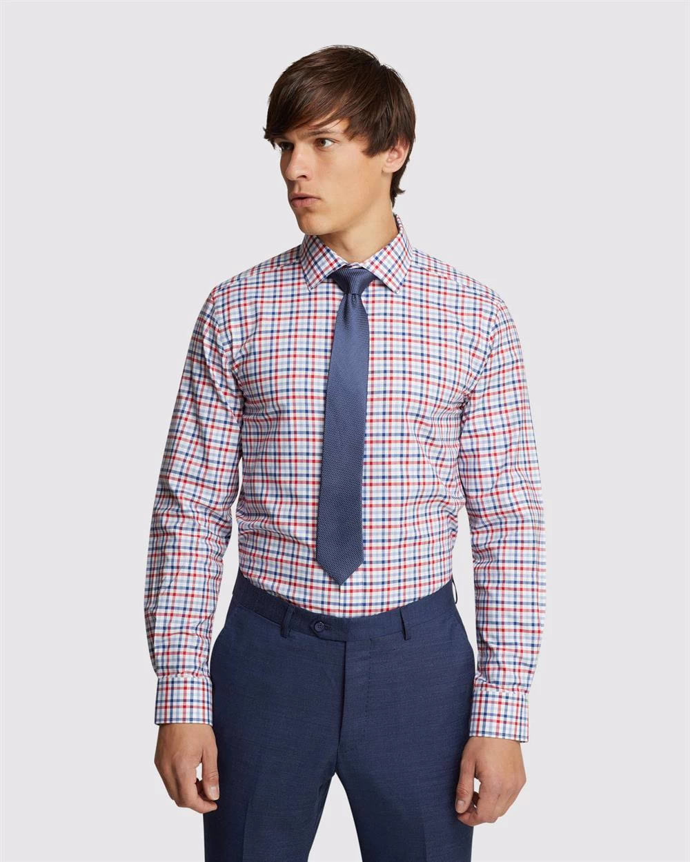 Oxford Men's Beckton Checked Shirt - Red/Navy 1 Oxford Men's Beckton Checked Shirt - Red/Navy