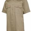 3 X Mens Hard Yakka Short Sleeve Lightweight Drill Ventilated Shirt Khaki