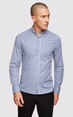 Oxford Men's Stratton Checked Shirt - Petrol Grey