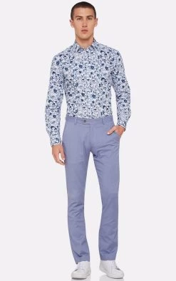 Oxford Men's Cotton Slim Leg Trousers - Sky -Fashion Menswear Shop 3fc37bc35efccb50aa7f9861f2844b0b