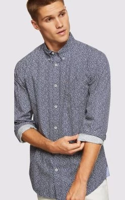 Oxford Men's Uxbridge Regular Fit Print Shirt - Navy -Fashion Menswear Shop 4051c90f7155a50053b790b5be55c1be