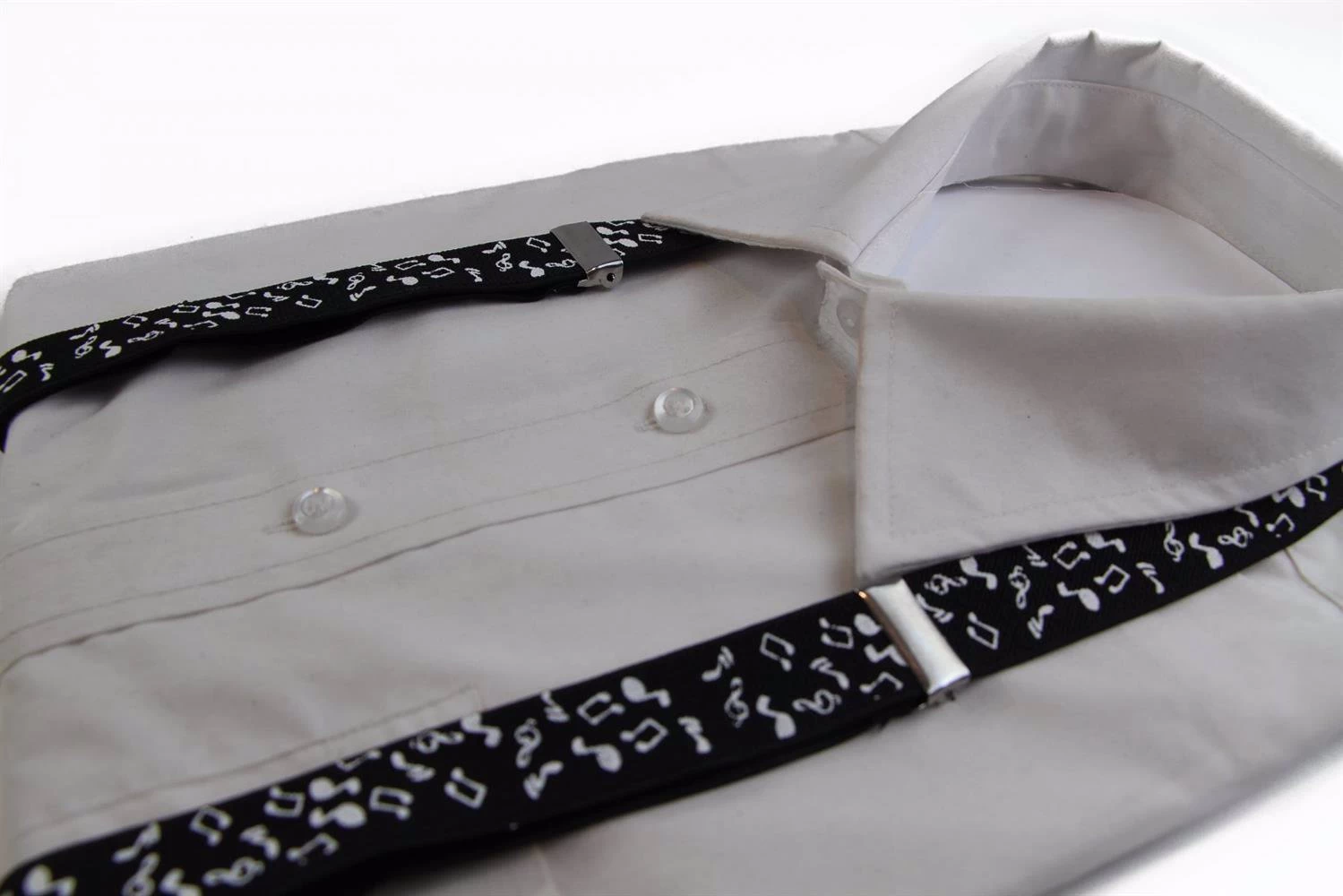 Mens Adjustable Black With White Music Notes Patterned Suspenders 6 Mens Adjustable Black With White Music Notes Patterned Suspenders - Image 6