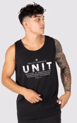 Mens Unit Bermuda Singlet - BLACK