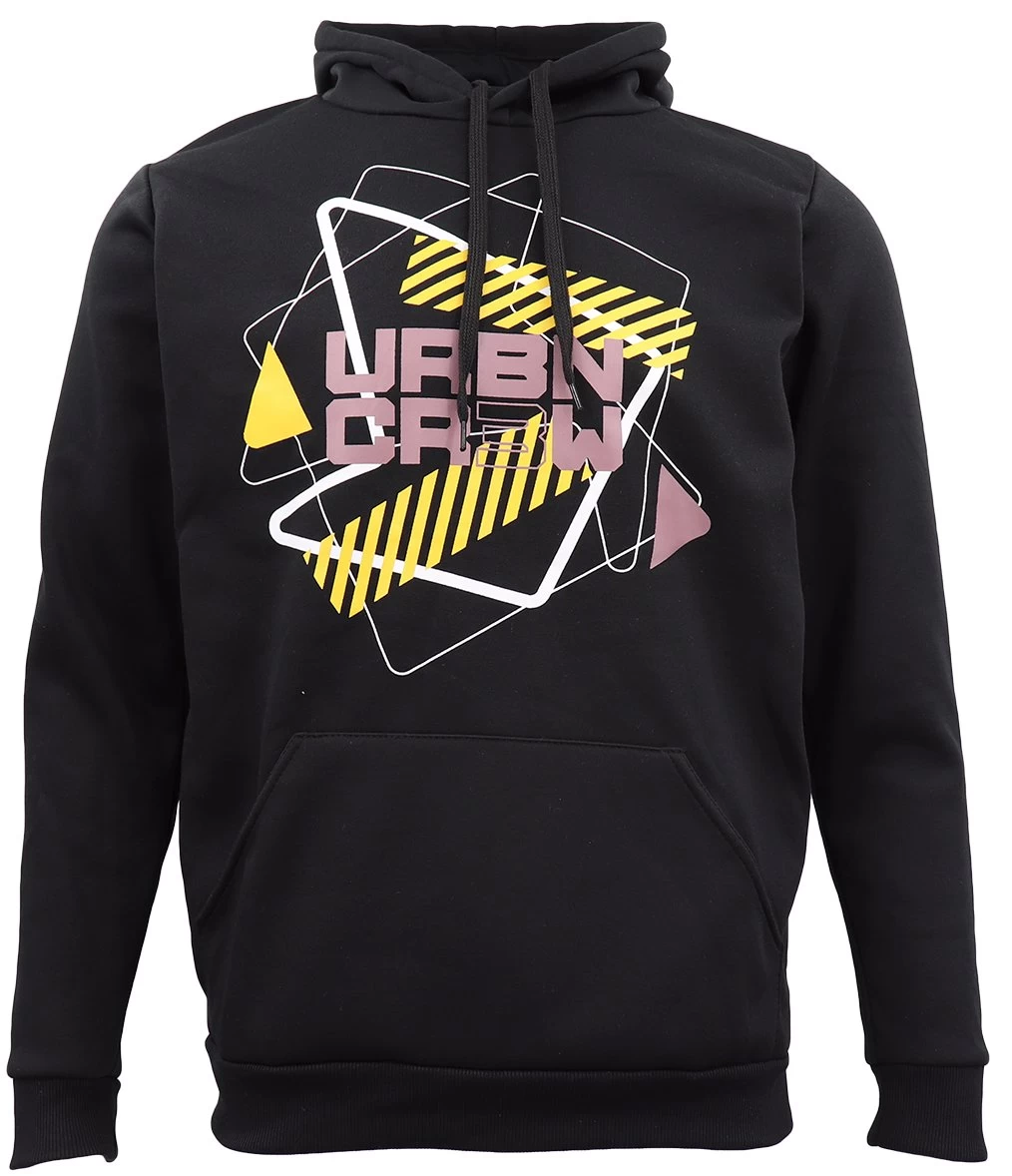 Mens Fleece Pullover Hoodie Urban Crew Top Sports Jumper Sweat Shirt Jacket Coat - Black / Yellow 1 Mens Fleece Pullover Hoodie Urban Crew Top Sports Jumper Sweat Shirt Jacket Coat - Black / Yellow