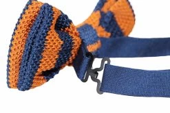 Mens Navy And Bronze Thick Vertical Striped Knitted Bow Tie -Fashion Menswear Shop 4277ac2c7bfd50bb5f6f47523eed5a78
