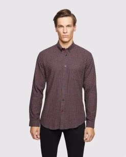 Oxford Men's Uxbridge Regular Ft Checked Shirt - Navy/Tan -Fashion Menswear Shop 42b2ad466f3e86f94e4df1fd7d579271