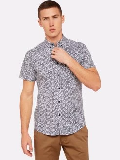 Oxford Men's Tottenham Printed Shirt - White/Navy