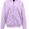 Mens Women's Thick Zip-Up Hoodie W Sherpa Fur Winter Unisex Hooded Jacket Jumper - Light Purple