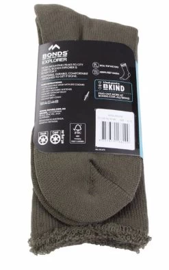 5 X Mens Bonds Explorer Original Crew Wool Blend Army Green Socks -Fashion Menswear Shop 46fab10b5d449412e2172abec477401a