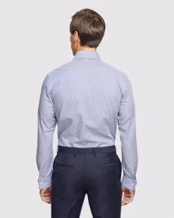 Oxford Men's Beckton French Cuff Striped Shirt - Navy -Fashion Menswear Shop 480e95904e5d0b07e3d94d998ba3119b