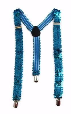 Adjustable 100Cm Light Blue Mens & Womens Sequin Suspenders -Fashion Menswear Shop 488659e65fbb926d0420e7a85522102f
