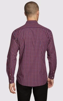 Oxford Men's Stratton Regular Fit Checked Shirt - Red -Fashion Menswear Shop 4899e6efe542cba8e1d811eb0d32fc60