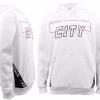 Men's Unisex Fleece Lined Pullover Hoodie Sports City Hooded Jumper Sweatershirt - White