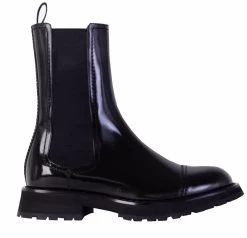 Alexander McQueen Black Leather Ankle Boots