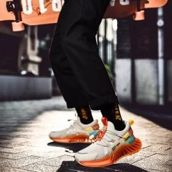 Beakey Trendy Mens Running Sneakers Mesh Comfortable Lightweight Tennis Shoes-Orange -Fashion Menswear Shop 4b4294759159f24888a522884f15457c