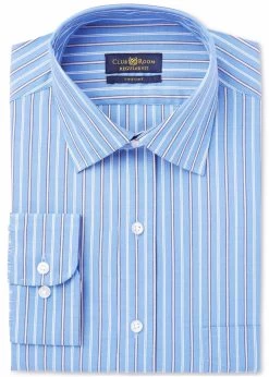 Club Room Mens Stripe Button Up Dress Shirt, Blue