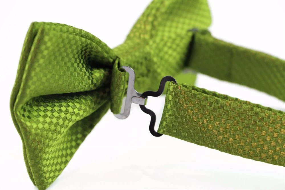 Mens Light Green Disco Shine Checkered Patterned Bow Tie 2 Mens Light Green Disco Shine Checkered Patterned Bow Tie - Image 2