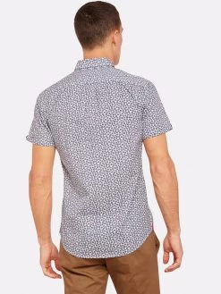 Oxford Men's Tottenham Printed Shirt - White/Navy -Fashion Menswear Shop 4de1a4f95e594e6521d83f3ea04e24c2