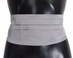 Dolce & Gabbana Dolce Gabbana Gray Waist Belt Silk Cummerbund