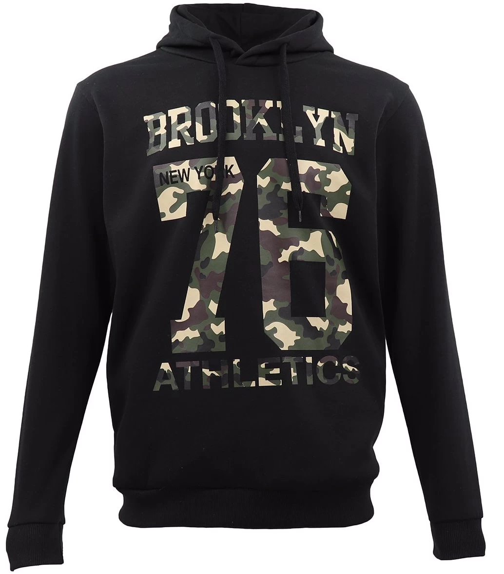 Mens Fleece Hoodie Sweater Jumper Sports Camouflage Brooklyn New York Athletics - Black 1 Mens Fleece Hoodie Sweater Jumper Sports Camouflage Brooklyn New York Athletics - Black