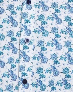 Oxford Men's Kenton Linen Cotton Floral Shirt - White/Aqua 11 Oxford Men's Kenton Linen Cotton Floral Shirt - White/Aqua -Fashion Menswear Shop 4f3b52022660f6fecf5a855a7858016a